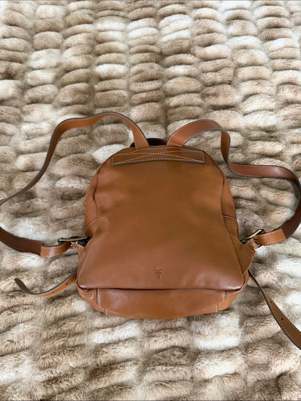 Frye Cognac Brown Leather Mini Backpack